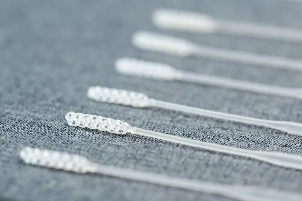 Collaboration between Henkel and Origin: 3D printed NP swabs showing the detailed lattice structure