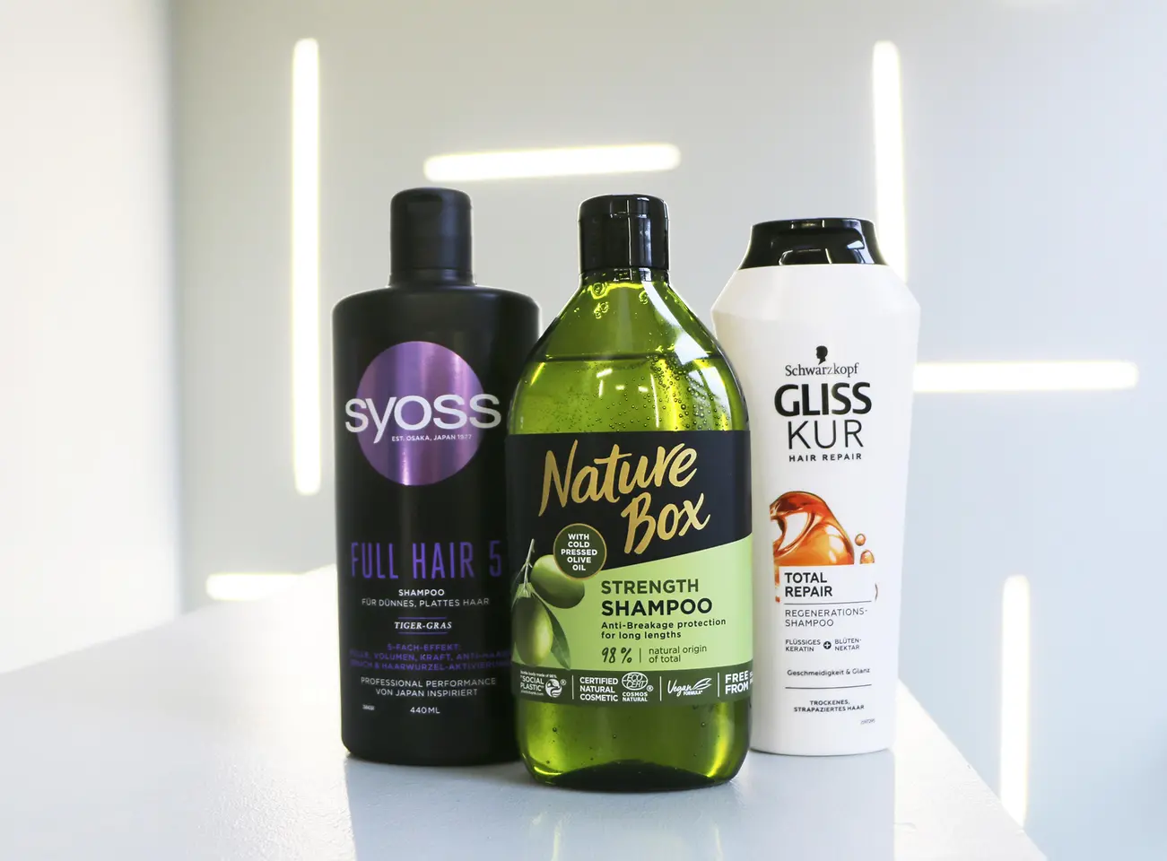 Verpackungen der Marken Syoss, Nature Box und Gliss Kur