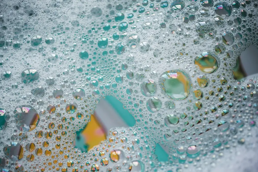 close up of soap bubbles