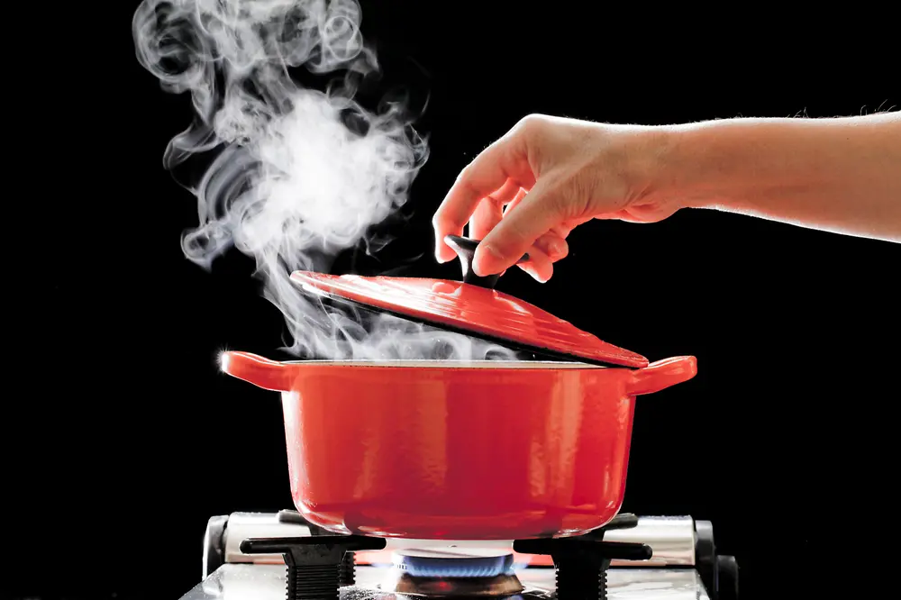 steaming pot on stove